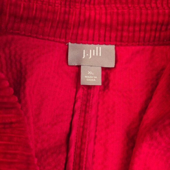 Red Corduroy Button-Front Jacket Size XL Stylish whimsical classic glam basic - Picture 3 of 4